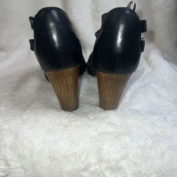 Indigo By Clarks Sandals Womens 8 M Ankle Strappy Heels 64397 Black Leather - Picture 5 of 6